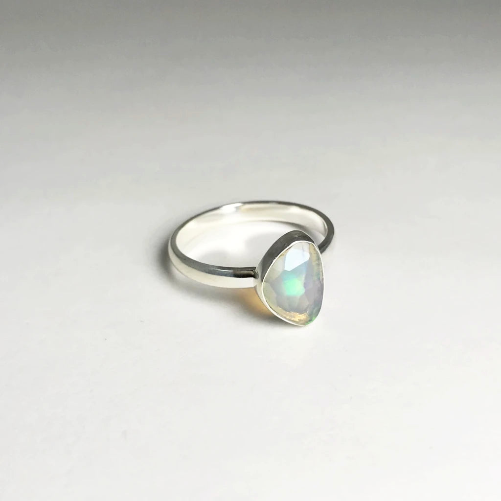 Faceted Ethiopian Fire Opal Ring - Rocks and Gems Canada