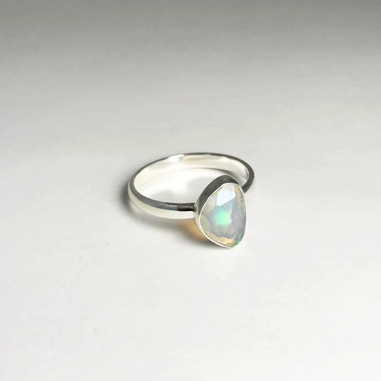 Faceted Ethiopian Fire Opal Ring - Rocks and Gems Canada