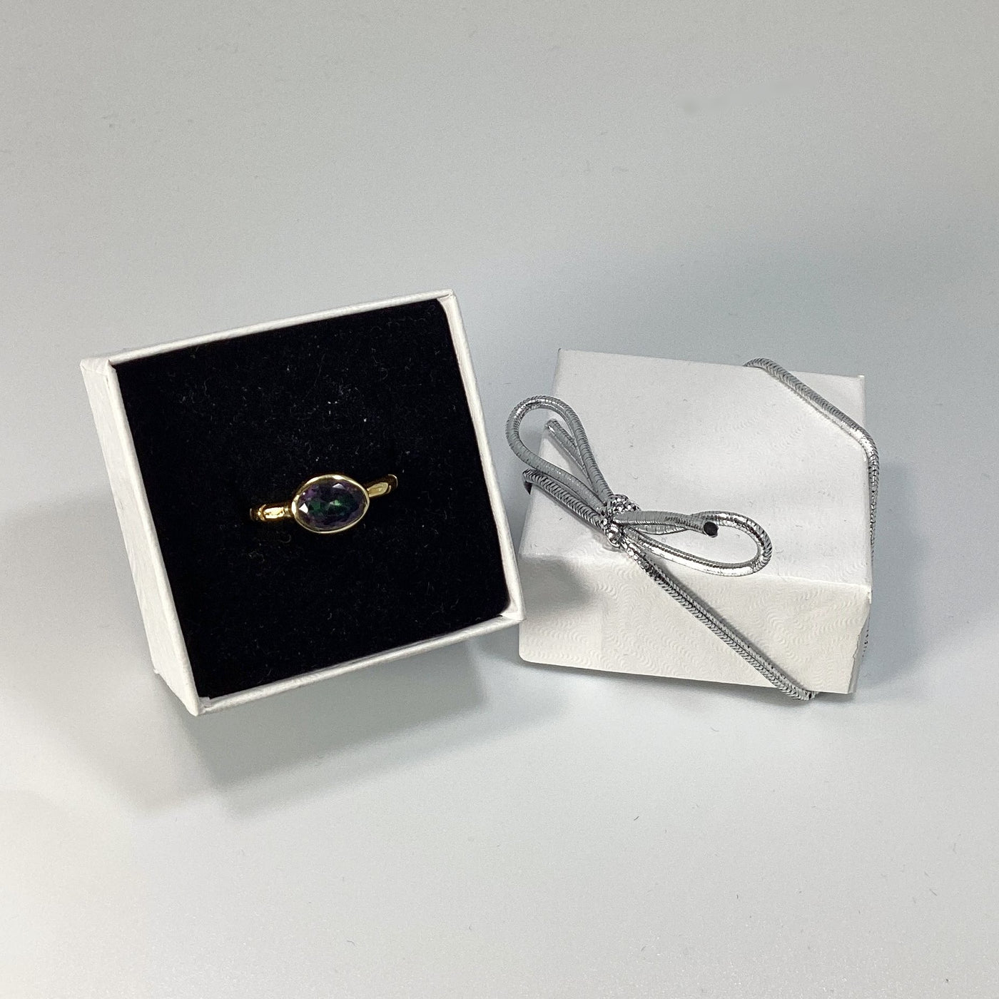 Triple Ring Set - Mystic Topaz and Pearl