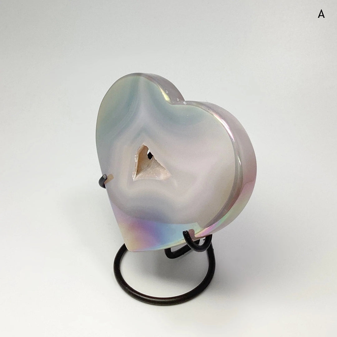 Rainbow Agate Heart on Stand - Rocks and Gems Canada