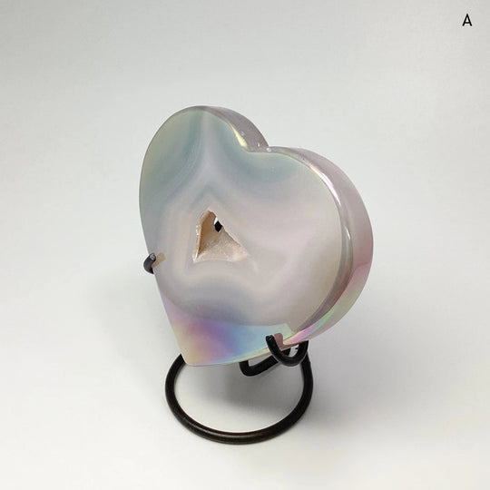 Rainbow Agate Heart on Stand - Rocks and Gems Canada