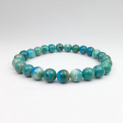 Blue Peruvian Opal Beaded Bracelet - 7mm - High Quality