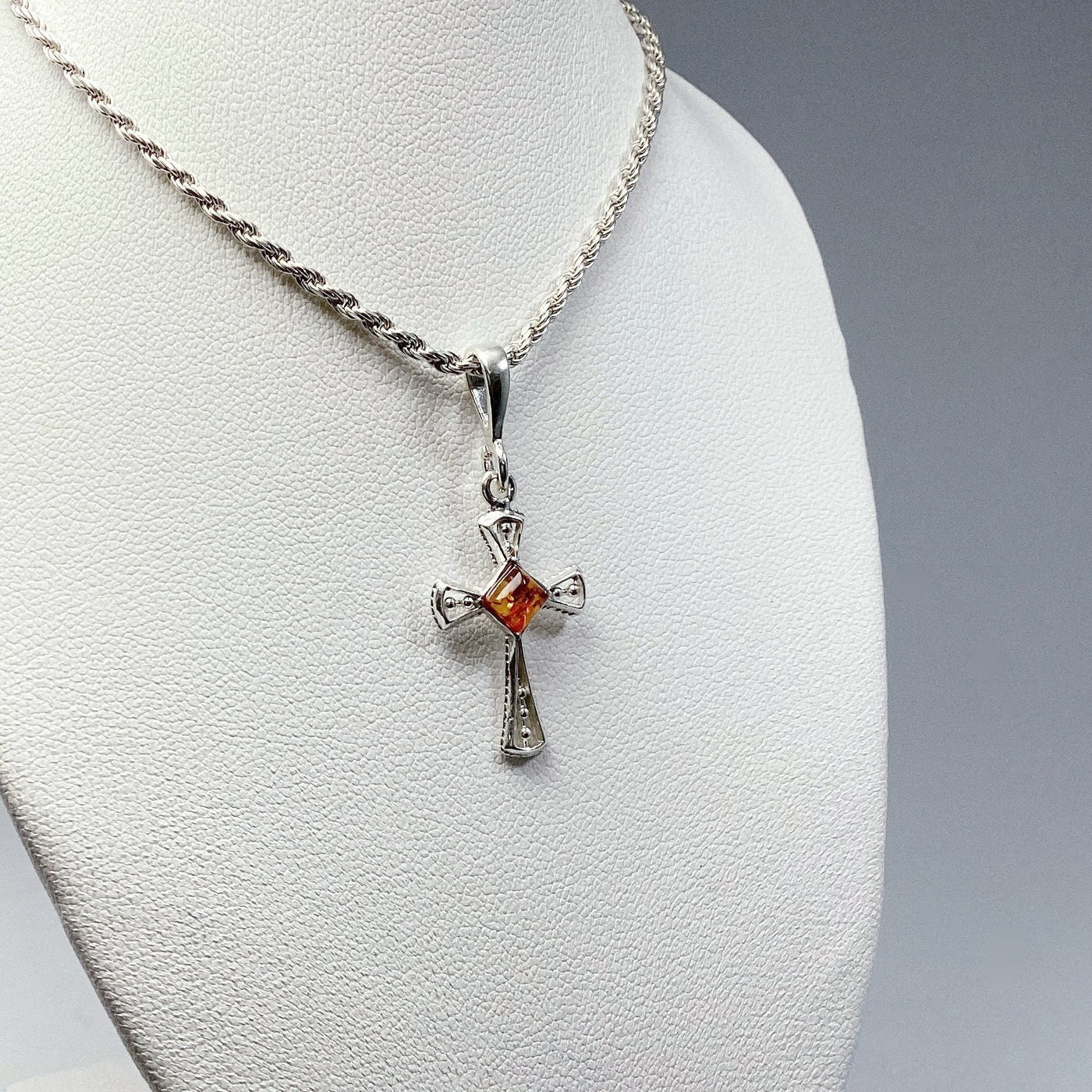 Cognac Amber Cross Pendant
