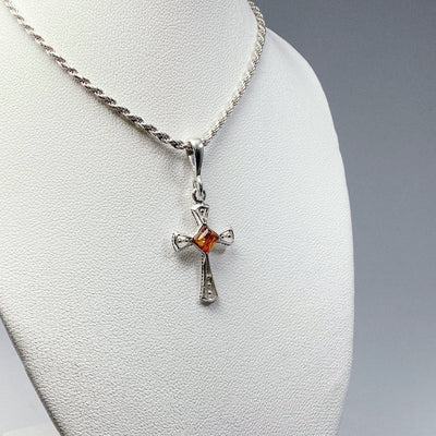 Cognac Amber Cross Pendant