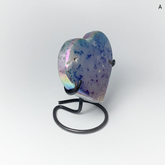 Rainbow Agate Heart on Stand - Rocks and Gems Canada