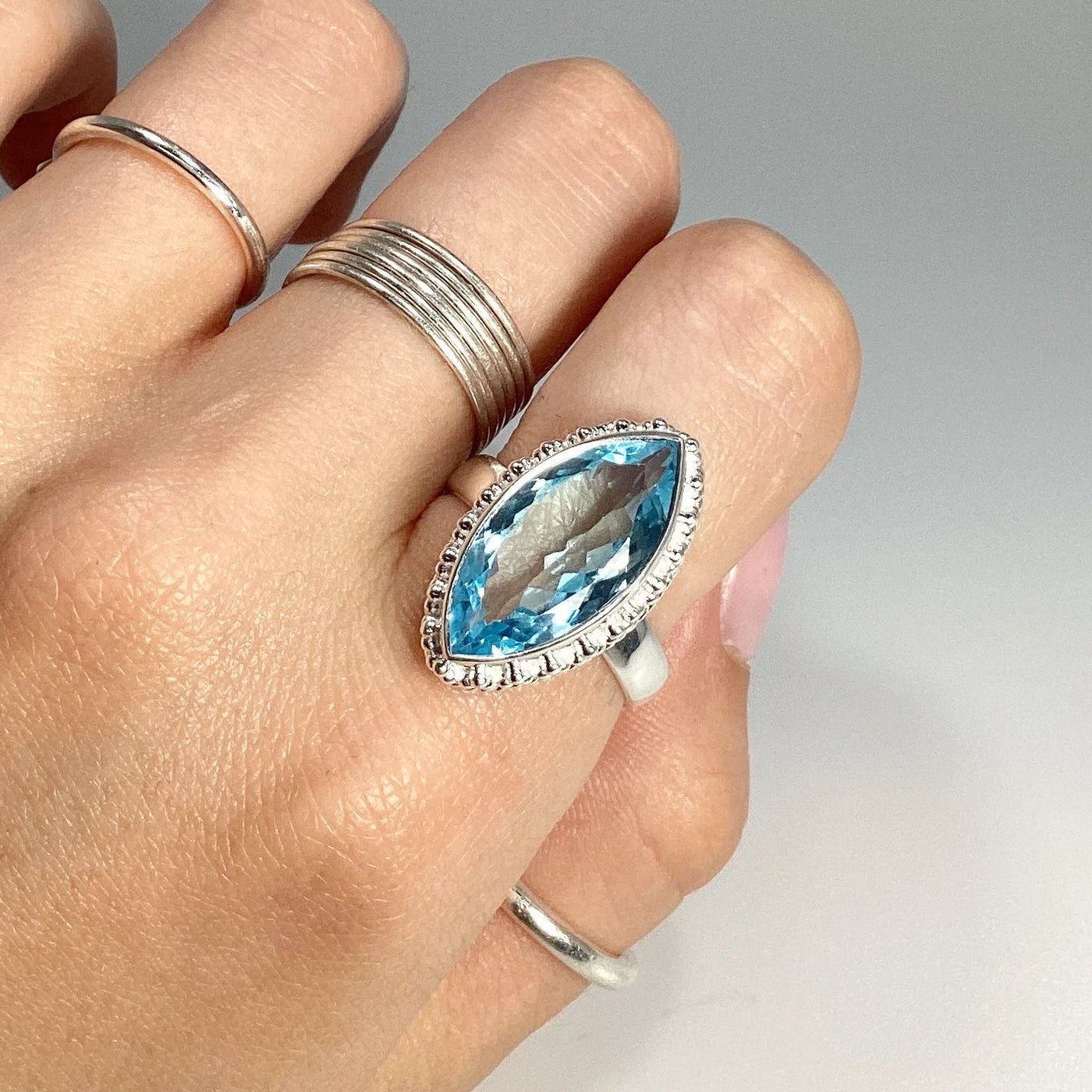 Blue Topaz Marquise Cut Ring