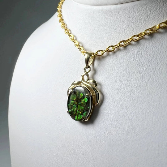 Alberta Ammolite 14K Gold Pendant - Rocks and Gems Canada