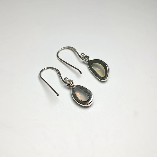 Ethiopian Fire Opal Freeform Faceted Dangle Earrings - Rocks and Gems Canada