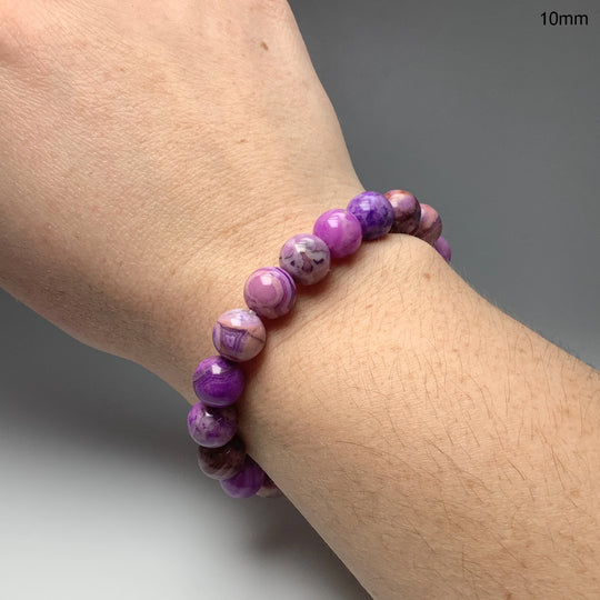 Purple Crazy Lace Agate Beaded Bracelet - Rocks and Gems Canada