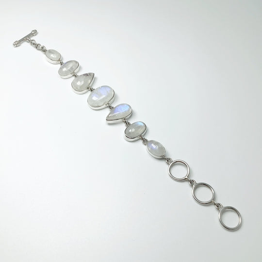 Rainbow Moonstone Sterling Silver Bracelet - Rocks and Gems Canada