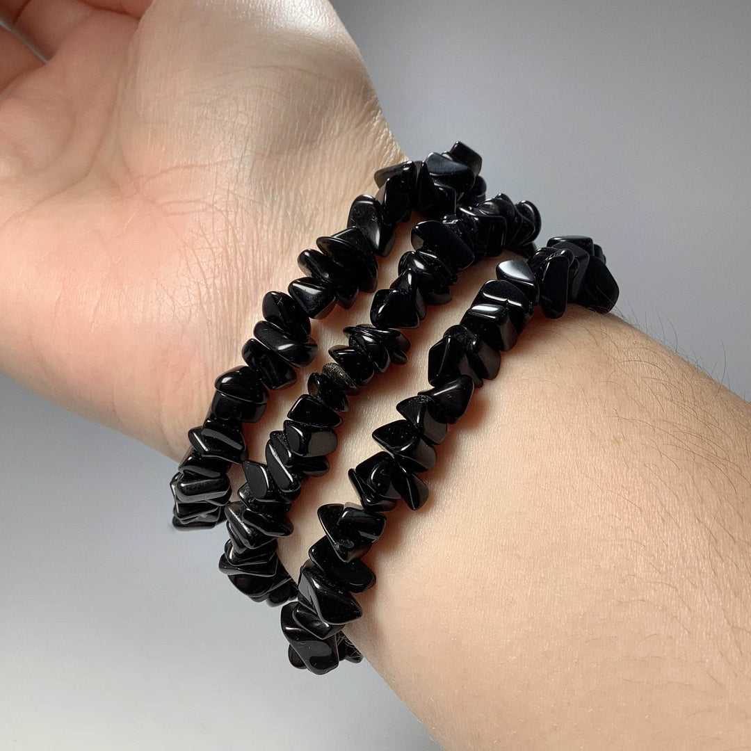 Obsidian Chip Beaded Bracelet - Rocks and Gems Canada