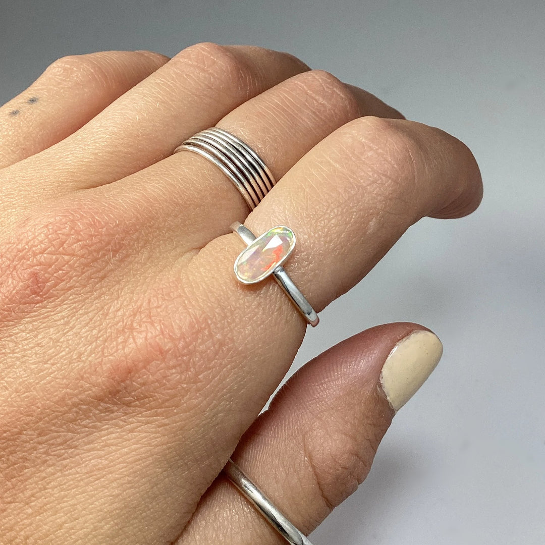 Faceted Ethiopian Fire Opal Ring - Rocks and Gems Canada
