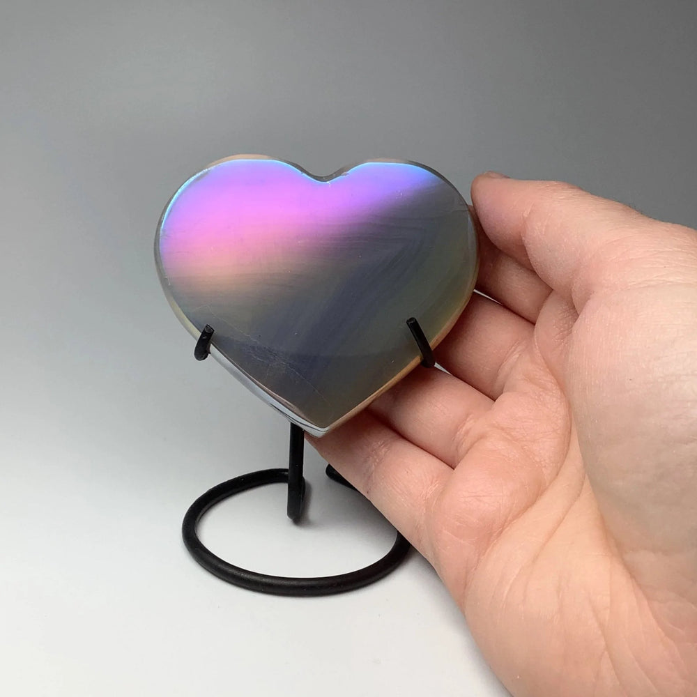 Rainbow Agate Heart on Stand - Rocks and Gems Canada