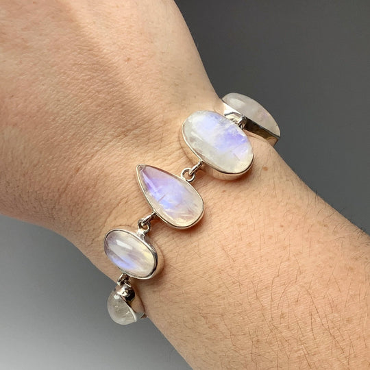 Rainbow Moonstone Sterling Silver Bracelet - Rocks and Gems Canada