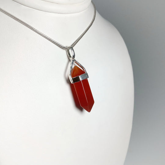 Carnelian Agate Double Terminated Point Pendant - Rocks and Gems Canada