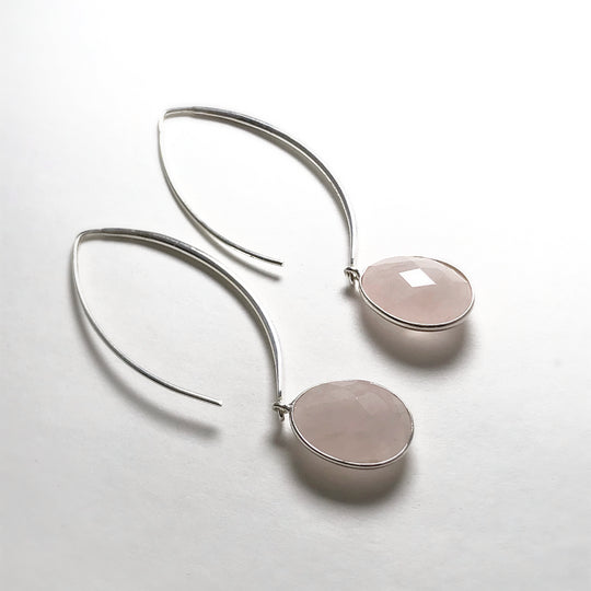 Rose Quartz Faceted Dangle Earrings - Rocks and Gems Canada