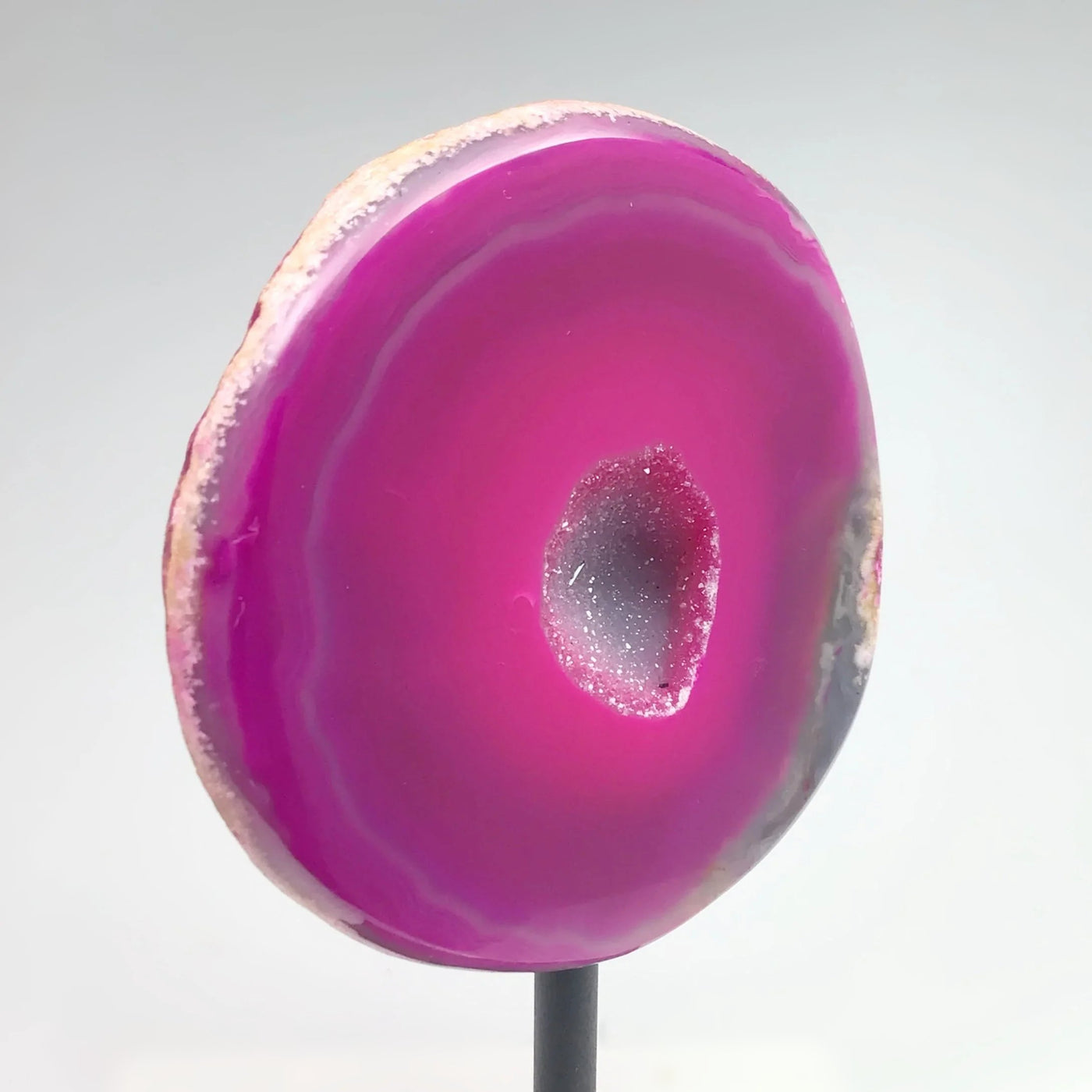 Pink Agate Geode on Stand