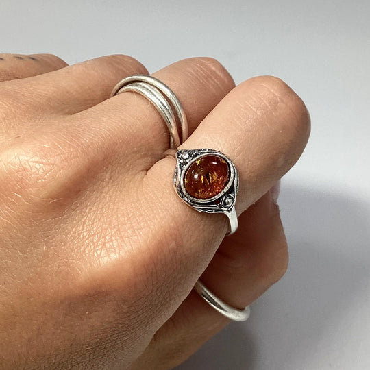 Cognac Amber Ring - Rocks and Gems Canada