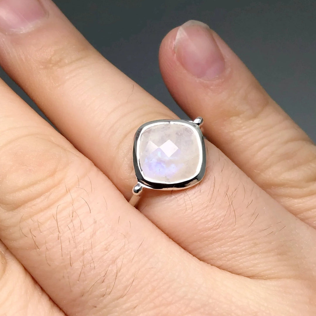 Rainbow Moonstone Ring - Rocks and Gems Canada
