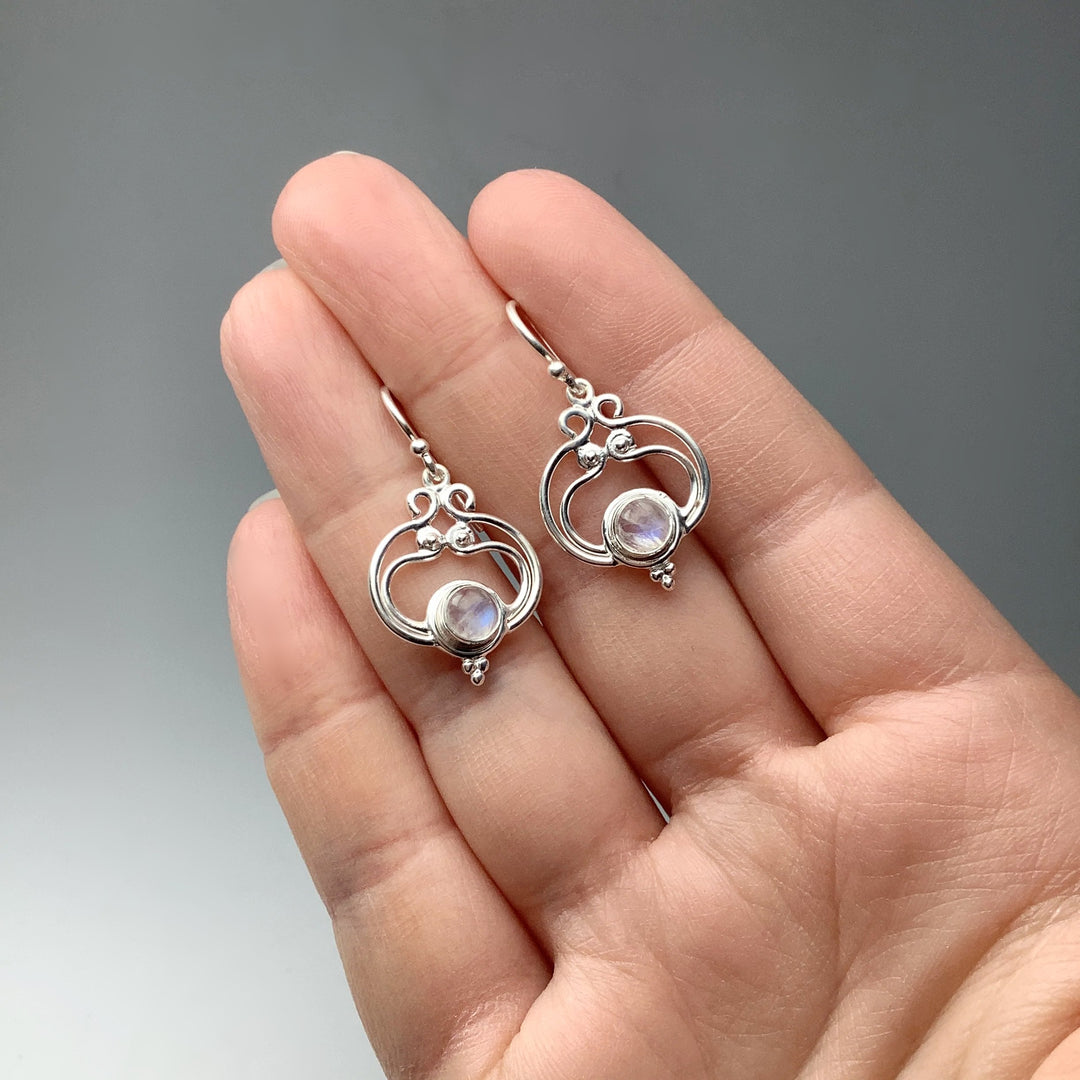 Rainbow Moonstone Dangle Earrings - Rocks and Gems Canada