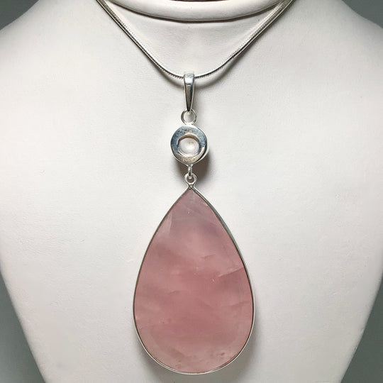 Faceted Rose Quartz and Pearl Pendant - Rocks and Gems Canada