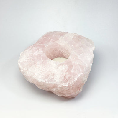 Raw Rose Quartz Candle Holder