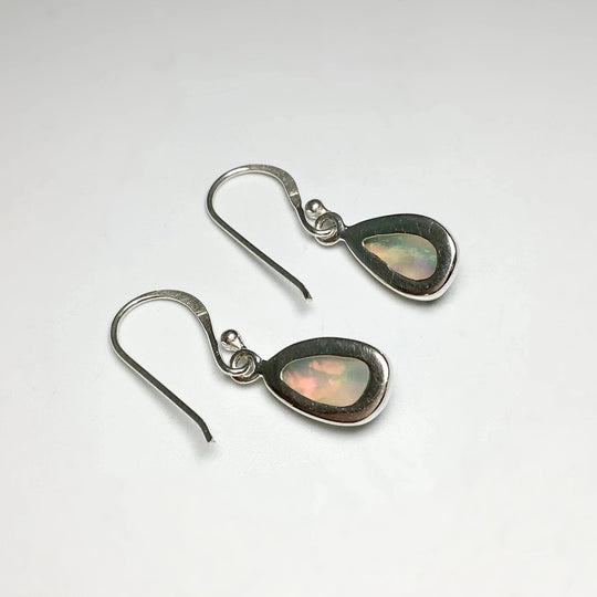 Ethiopian Fire Opal Freeform Faceted Dangle Earrings - Rocks and Gems Canada