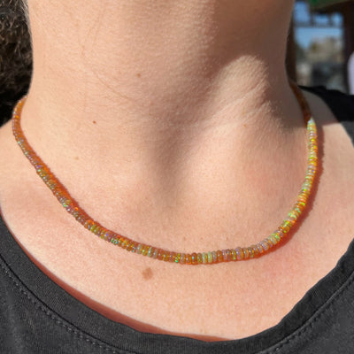 Fire Opal Beaded Necklace