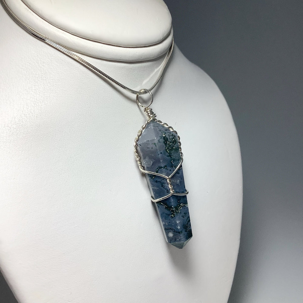 Wire Wrapped Moss Agate Pendant - Rocks and Gems Canada