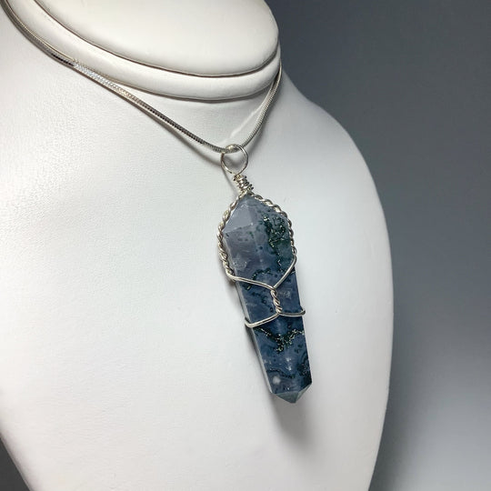 Wire Wrapped Moss Agate Pendant - Rocks and Gems Canada