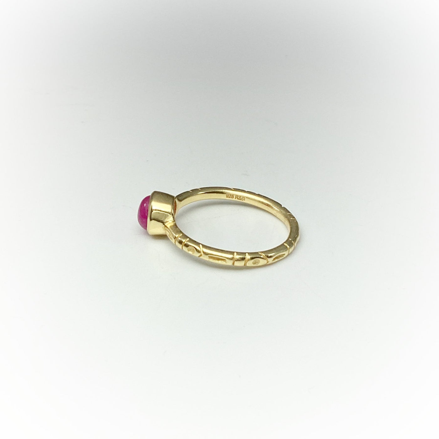 Pink Jade Gold Finish Ring