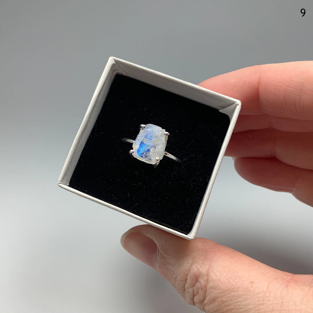 Raw Rainbow Moonstone Ring - Rocks and Gems Canada