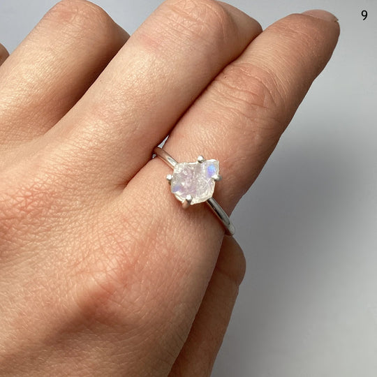 Raw Rainbow Moonstone Ring - Rocks and Gems Canada