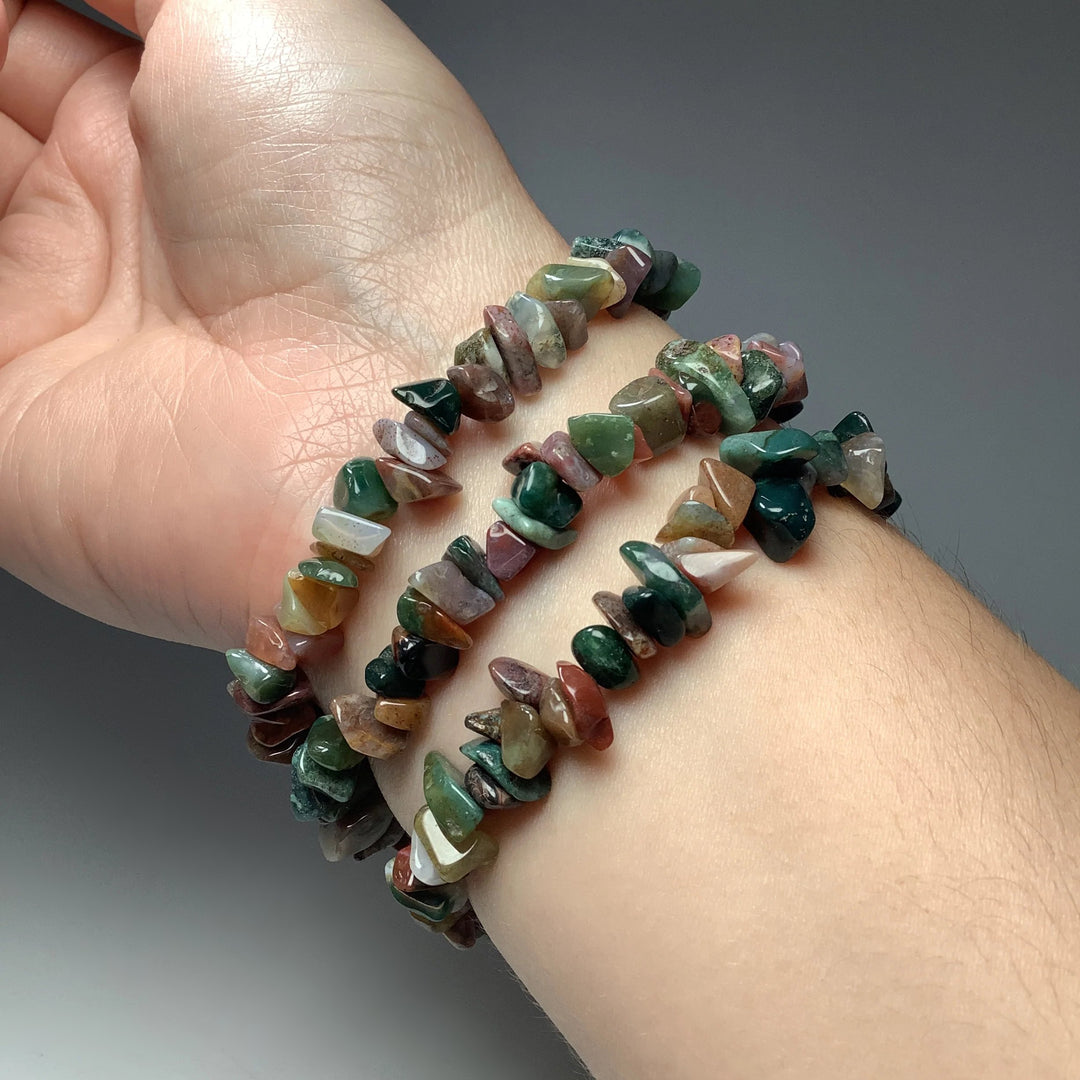 Indian Agate Chip Beaded Bracelet - Rocks and Gems Canada