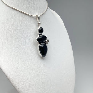 Black Onyx and Herkimer Diamond Pendant