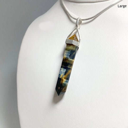 Blue Gold Tiger Eye Double Terminated Point Pendant - Rocks and Gems Canada