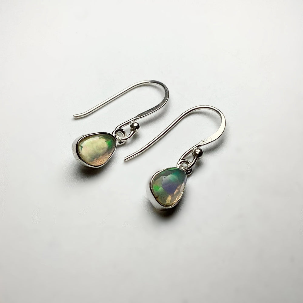 Ethiopian Fire Opal Freeform Faceted Dangle Earrings - Rocks and Gems Canada
