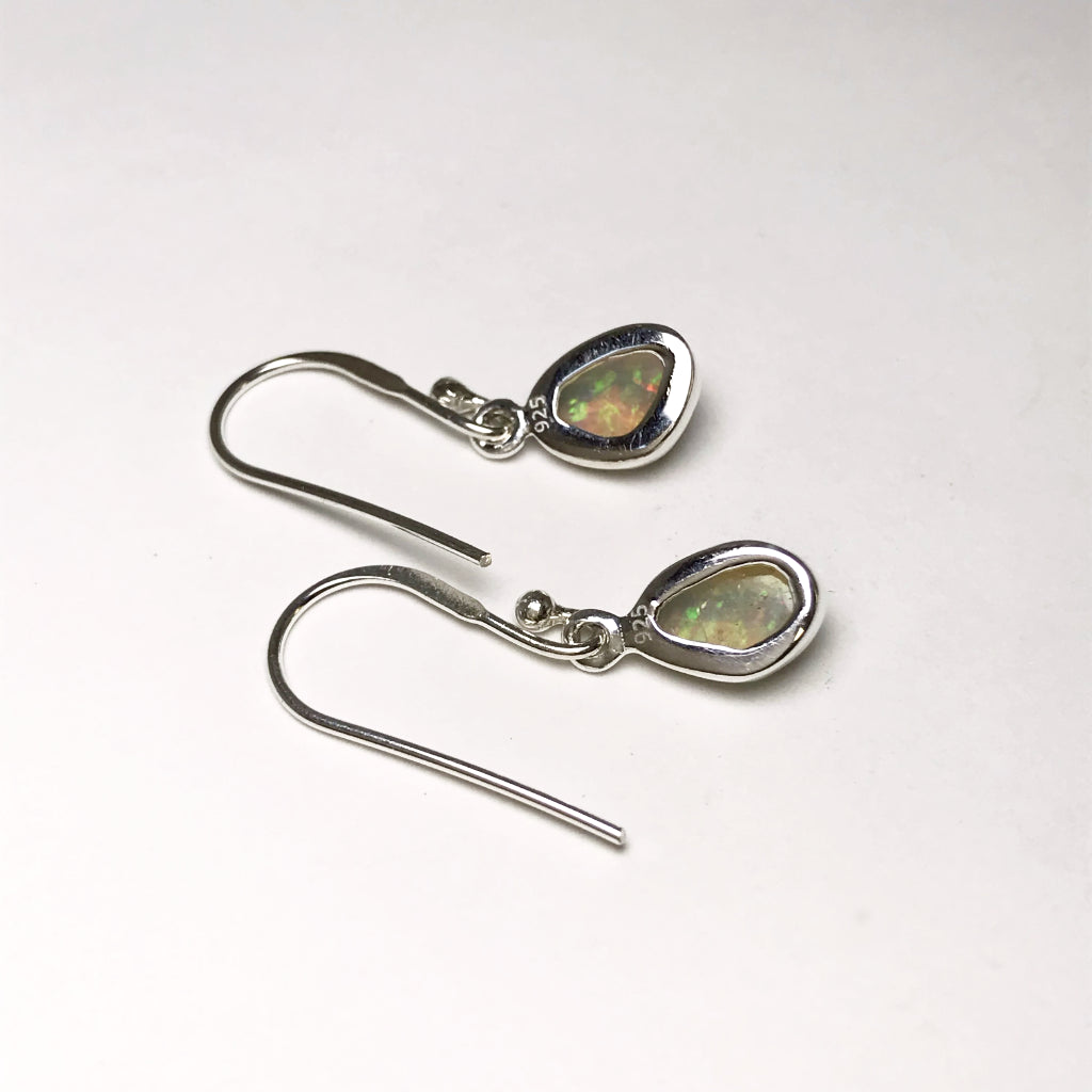 Ethiopian Fire Opal Freeform Faceted Dangle Earrings - Rocks and Gems Canada
