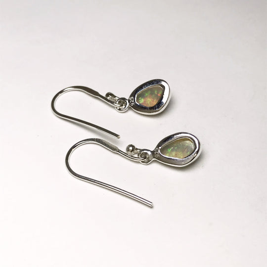 Ethiopian Fire Opal Freeform Faceted Dangle Earrings - Rocks and Gems Canada