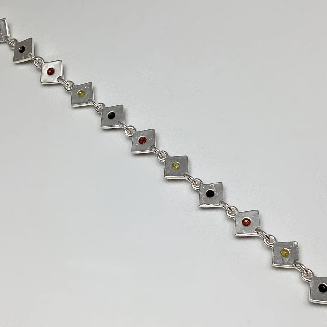 Mixed Amber Sterling Silver Bracelet - Rocks and Gems Canada