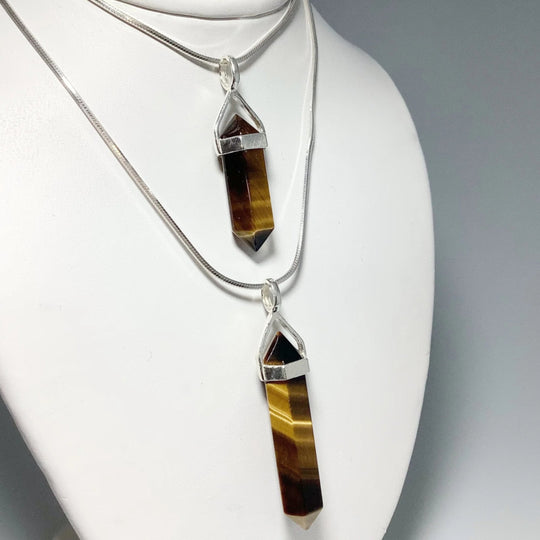 Gold Tiger Eye Double Terminated Point Pendant - Rocks and Gems Canada