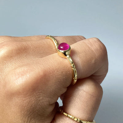 Pink Jade Gold Finish Ring