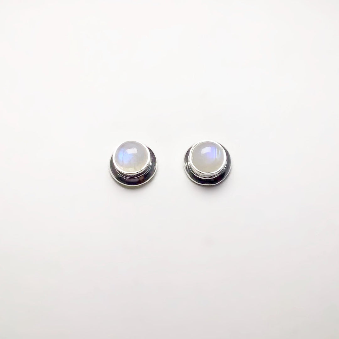 Rainbow Moonstone Stud Earrings - Rocks and Gems Canada