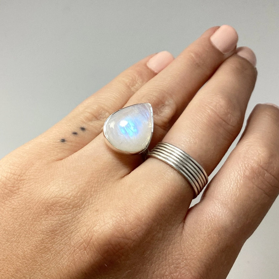 Rainbow Moonstone Ring - Rocks and Gems Canada