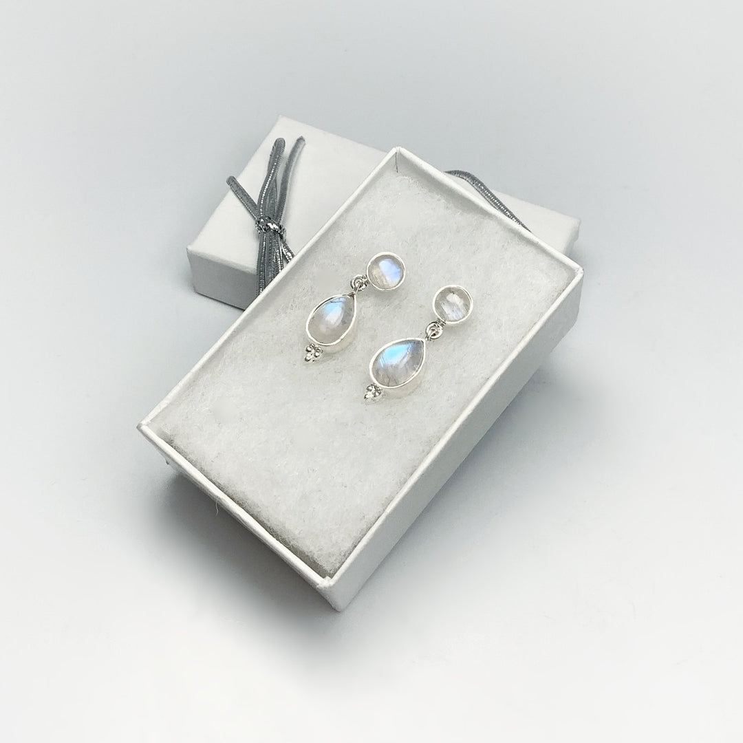 Rainbow Moonstone Stud Earrings - Rocks and Gems Canada