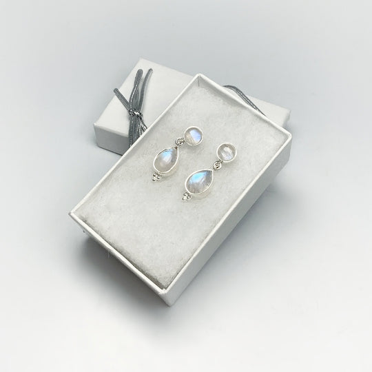 Rainbow Moonstone Stud Earrings - Rocks and Gems Canada