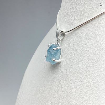 Raw Aquamarine Pendant at $125