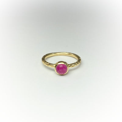 Pink Jade Gold Finish Ring