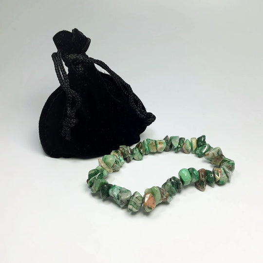 Green Crazy Lace Agate Chip Beaded Bracelet - Rocks and Gems Canada