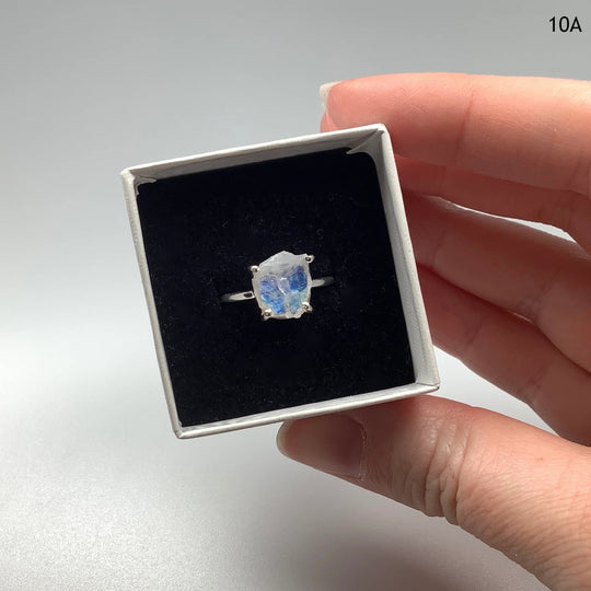Raw Rainbow Moonstone Ring - Rocks and Gems Canada